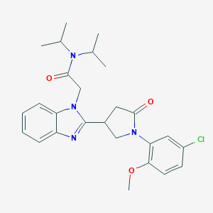 molecular formula C26H31ClN4O3 B246593 2-{2-[1-(5-chloro-2-methoxyphenyl)-5-oxo-3-pyrrolidinyl]-1H-benzimidazol-1-yl}-N,N-diisopropylacetamide 