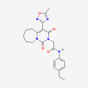 molecular formula C22H25N5O4 B2465931 N-(4-ethylphenyl)-2-[4-(5-methyl-1,2,4-oxadiazol-3-yl)-1,3-dioxo-3,5,6,7,8,9-hexahydropyrimido[1,6-a]azepin-2(1H)-yl]acetamide CAS No. 1775354-06-7