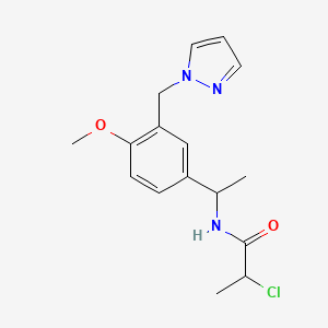 2-Chloro-N-[1-[4-methoxy-3-(pyrazol-1-ylmethyl)phenyl]ethyl]propanamide