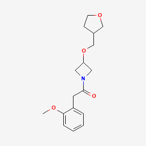 molecular formula C17H23NO4 B2465935 2-(2-Methoxyphenyl)-1-{3-[(oxolan-3-yl)methoxy]azetidin-1-yl}ethan-1-one CAS No. 2310152-95-3