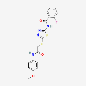 2-fluoro-N-[5-[2-(4-methoxyanilino)-2-oxoethyl]sulfanyl-1,3,4-thiadiazol-2-yl]benzamide