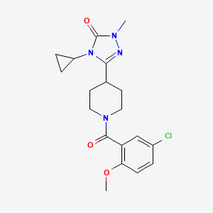 molecular formula C19H23ClN4O3 B2465944 3-(1-(5-chloro-2-methoxybenzoyl)piperidin-4-yl)-4-cyclopropyl-1-methyl-1H-1,2,4-triazol-5(4H)-one CAS No. 1797287-19-4