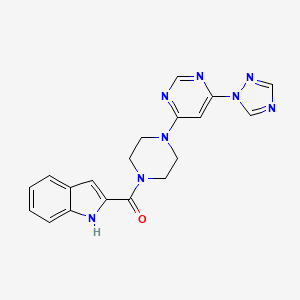 molecular formula C19H18N8O B2465946 (4-(6-(1H-1,2,4-triazol-1-yl)pyrimidin-4-yl)piperazin-1-yl)(1H-indol-2-yl)methanone CAS No. 1705981-77-6