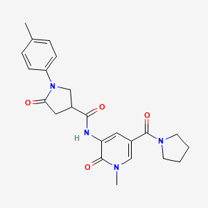 N-(1-methyl-2-oxo-5-(pyrrolidine-1-carbonyl)-1,2-dihydropyridin-3-yl)-5-oxo-1-(p-tolyl)pyrrolidine-3-carboxamide