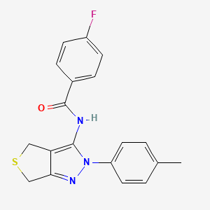 molecular formula C19H16FN3OS B2465952 4-fluoro-N-[2-(4-methylphenyl)-4,6-dihydrothieno[3,4-c]pyrazol-3-yl]benzamide CAS No. 396720-27-7