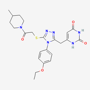 molecular formula C23H28N6O4S B2465955 6-[[4-(4-乙氧基苯基)-5-[2-(4-甲基哌啶-1-基)-2-氧代乙基]硫代-1,2,4-三唑-3-基]甲基]-1H-嘧啶-2,4-二酮 CAS No. 852153-47-0