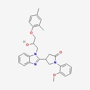 molecular formula C29H31N3O4 B2465959 4-{1-[3-(2,4-二甲基苯氧基)-2-羟基丙基]-1H-苯并咪唑-2-基}-1-(2-甲氧基苯基)吡咯烷-2-酮 CAS No. 1111010-26-4