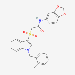molecular formula C25H22N2O5S B2465965 N-(benzo[d][1,3]dioxol-5-yl)-2-((1-(2-methylbenzyl)-1H-indol-3-yl)sulfonyl)acetamide CAS No. 850932-91-1