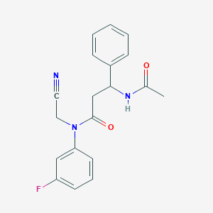 molecular formula C19H18FN3O2 B2465966 N-(cyanomethyl)-3-acetamido-N-(3-fluorophenyl)-3-phenylpropanamide CAS No. 1333962-35-8