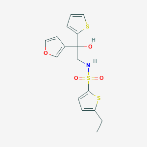 molecular formula C16H17NO4S3 B2465987 5-ethyl-N-(2-(furan-3-yl)-2-hydroxy-2-(thiophen-2-yl)ethyl)thiophene-2-sulfonamide CAS No. 2034634-65-4