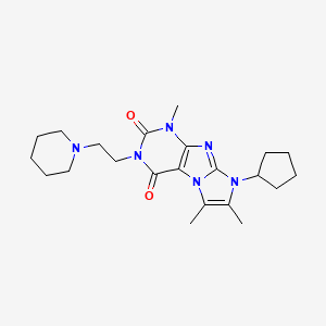 molecular formula C22H32N6O2 B2465999 6-环戊基-4,7,8-三甲基-2-(2-哌啶-1-基乙基)嘌呤[7,8-a]咪唑-1,3-二酮 CAS No. 887672-29-9
