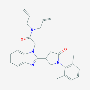 molecular formula C27H30N4O2 B246600 N,N-diallyl-2-{2-[1-(2,6-dimethylphenyl)-5-oxo-3-pyrrolidinyl]-1H-benzimidazol-1-yl}acetamide 