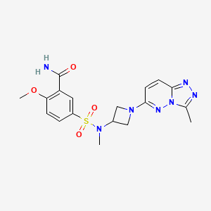 molecular formula C18H21N7O4S B2466019 2-甲氧基-5-(N-甲基-N-(1-(3-甲基-[1,2,4]三唑并[4,3-b]哒嗪-6-基)氮杂环丁烷-3-基)磺酰胺)苯甲酰胺 CAS No. 2309630-94-0