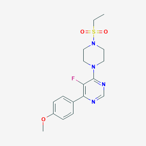 molecular formula C17H21FN4O3S B2466024 4-(4-Ethylsulfonylpiperazin-1-yl)-5-fluoro-6-(4-methoxyphenyl)pyrimidine CAS No. 2380181-59-7