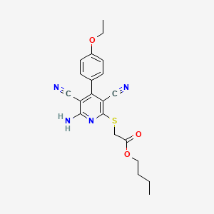 molecular formula C21H22N4O3S B2466028 Butyl 2-[6-amino-3,5-dicyano-4-(4-ethoxyphenyl)pyridin-2-yl]sulfanylacetate CAS No. 361477-86-3