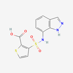 molecular formula C12H9N3O4S2 B2466036 3-[(1H-吲唑-7-基)磺酰胺基]噻吩-2-羧酸 CAS No. 1154239-90-3