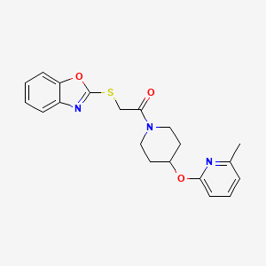 molecular formula C20H21N3O3S B2466040 2-(苯并[d]恶唑-2-硫代)-1-(4-((6-甲基吡啶-2-基)氧基)哌啶-1-基)乙酮 CAS No. 1797266-99-9