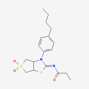 molecular formula C18H24N2O3S2 B2466043 (E)-N-(3-(4-butylphenyl)-5,5-dioxidotetrahydrothieno[3,4-d]thiazol-2(3H)-ylidene)propionamide CAS No. 879938-72-4