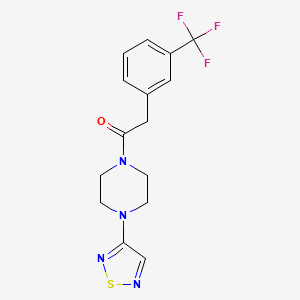 molecular formula C15H15F3N4OS B2466052 1-[4-(1,2,5-Thiadiazol-3-yl)piperazin-1-yl]-2-[3-(trifluoromethyl)phenyl]ethan-1-one CAS No. 2097864-86-1
