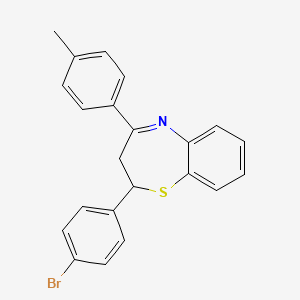 molecular formula C22H18BrNS B2466058 2-(4-Bromophenyl)-4-(4-methylphenyl)-2,3-dihydro-1,5-benzothiazepine CAS No. 301331-77-1