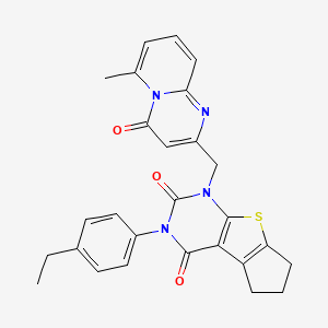 molecular formula C27H24N4O3S B2466072 3-(4-乙基苯基)-1-((6-甲基-4-氧代-4H-吡啶并[1,2-a]嘧啶-2-基)甲基)-6,7-二氢-1H-环戊[4,5]噻吩并[2,3-d]嘧啶-2,4(3H,5H)-二酮 CAS No. 866016-13-9