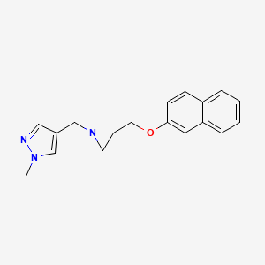 molecular formula C18H19N3O B2466079 1-Methyl-4-[[2-(naphthalen-2-yloxymethyl)aziridin-1-yl]methyl]pyrazole CAS No. 2411241-68-2