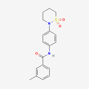 molecular formula C18H20N2O3S B2466087 N-[4-(1,1-dioxothiazinan-2-yl)phenyl]-3-methylbenzamide CAS No. 899976-27-3
