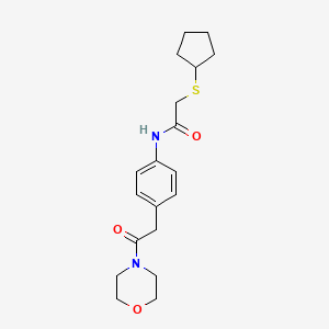 2-(cyclopentylthio)-N-(4-(2-morpholino-2-oxoethyl)phenyl)acetamide