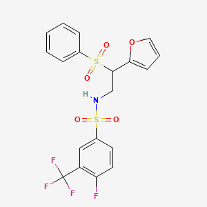 4-fluoro-N-(2-(furan-2-yl)-2-(phenylsulfonyl)ethyl)-3-(trifluoromethyl)benzenesulfonamide