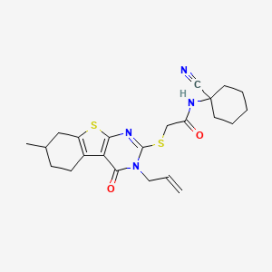 N-(1-cyanocyclohexyl)-2-[(7-methyl-4-oxo-3-prop-2-enyl-5,6,7,8-tetrahydro-[1]benzothiolo[2,3-d]pyrimidin-2-yl)sulfanyl]acetamide