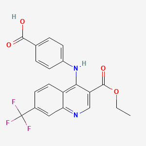 molecular formula C20H15F3N2O4 B2466104 4-((3-(乙氧羰基)-7-(三氟甲基)喹啉-4-基)氨基)苯甲酸 CAS No. 793627-43-7