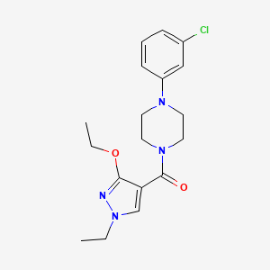 molecular formula C18H23ClN4O2 B2466132 (4-(3-chlorophenyl)piperazin-1-yl)(3-ethoxy-1-ethyl-1H-pyrazol-4-yl)methanone CAS No. 1014049-58-1