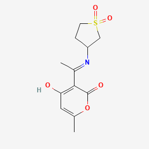 molecular formula C12H15NO5S B2466134 (3E)-3-{1-[(1,1-dioxidotetrahydrothiophen-3-yl)amino]ethylidene}-6-methyl-2H-pyran-2,4(3H)-dione CAS No. 1174906-29-6