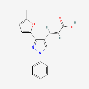 molecular formula C17H14N2O3 B2466136 3-[3-(5-methylfuran-2-yl)-1-phenyl-1H-pyrazol-4-yl]prop-2-enoic acid CAS No. 371773-81-8
