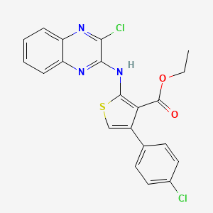 molecular formula C21H15Cl2N3O2S B2466148 Ethyl 4-(4-chlorophenyl)-2-[(3-chloroquinoxalin-2-yl)amino]thiophene-3-carboxylate CAS No. 744230-47-5