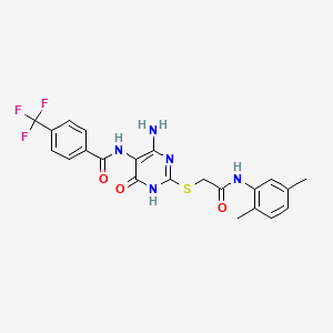 N-(4-amino-2-((2-((2,5-dimethylphenyl)amino)-2-oxoethyl)thio)-6-oxo-1,6-dihydropyrimidin-5-yl)-4-(trifluoromethyl)benzamide