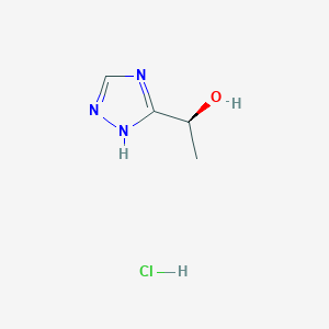 molecular formula C4H8ClN3O B2466182 (1S)-1-(1H-1,2,4-Triazol-5-yl)ethanol;hydrochloride CAS No. 2343964-18-9
