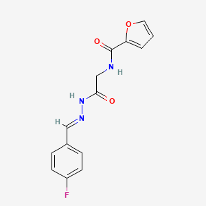 molecular formula C14H12FN3O3 B2466186 (E)-N-(2-(2-(4-fluorobenzylidene)hydrazinyl)-2-oxoethyl)furan-2-carboxamide CAS No. 339272-37-6