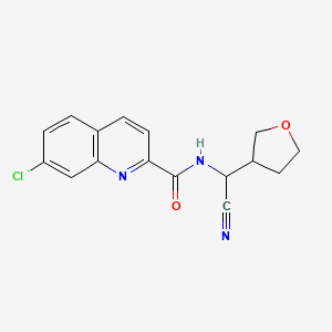 molecular formula C16H14ClN3O2 B2466187 7-Chloro-N-[cyano(oxolan-3-YL)methyl]quinoline-2-carboxamide CAS No. 1645433-58-4