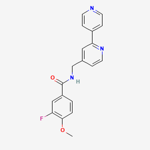 molecular formula C19H16FN3O2 B2466188 N-([2,4'-bipyridin]-4-ylmethyl)-3-fluoro-4-methoxybenzamide CAS No. 2034305-93-4
