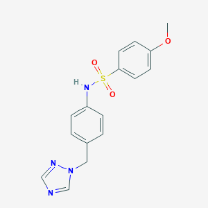 molecular formula C16H16N4O3S B246619 4-methoxy-N-[4-(1H-1,2,4-triazol-1-ylmethyl)phenyl]benzenesulfonamide 