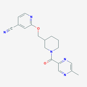 molecular formula C18H19N5O2 B2466193 2-[[1-(5-Methylpyrazine-2-carbonyl)piperidin-3-yl]methoxy]pyridine-4-carbonitrile CAS No. 2380010-38-6