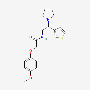 molecular formula C19H24N2O3S B2466202 2-(4-methoxyphenoxy)-N-(2-(pyrrolidin-1-yl)-2-(thiophen-3-yl)ethyl)acetamide CAS No. 946272-14-6