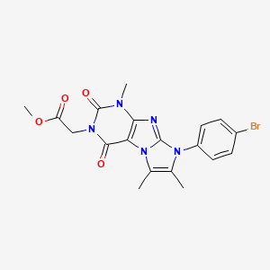 molecular formula C19H18BrN5O4 B2466206 methyl 2-(8-(4-bromophenyl)-1,6,7-trimethyl-2,4-dioxo-1H-imidazo[2,1-f]purin-3(2H,4H,8H)-yl)acetate CAS No. 877810-48-5