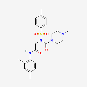 molecular formula C23H30N4O4S B2466209 N-(2-((2,4-dimethylphenyl)amino)-2-oxoethyl)-4-methyl-N-tosylpiperazine-1-carboxamide CAS No. 887196-72-7