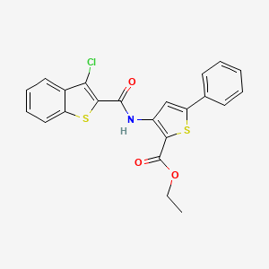 molecular formula C22H16ClNO3S2 B2466216 Ethyl 3-(3-chlorobenzo[b]thiophene-2-carboxamido)-5-phenylthiophene-2-carboxylate CAS No. 391866-76-5
