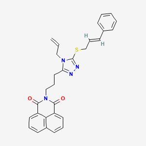 molecular formula C29H26N4O2S B2466229 (E)-2-(3-(4-allyl-5-(cinnamylthio)-4H-1,2,4-triazol-3-yl)propyl)-1H-benzo[de]isoquinoline-1,3(2H)-dione CAS No. 325693-11-6
