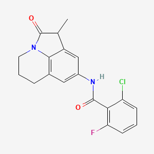 2-Chloro-6-fluoro-N-(3-methyl-2-oxo-1-azatricyclo[6.3.1.04,12]dodeca-4,6,8(12)-trien-6-yl)benzamide