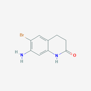 molecular formula C9H9BrN2O B2466249 7-氨基-6-溴-1,2,3,4-四氢喹啉-2-酮 CAS No. 1232685-09-4