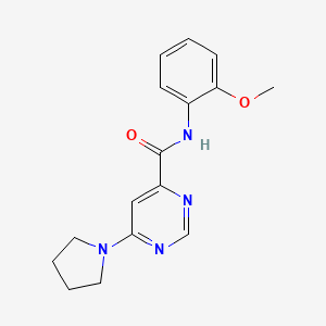 molecular formula C16H18N4O2 B2466263 N-(2-methoxyphenyl)-6-(pyrrolidin-1-yl)pyrimidine-4-carboxamide CAS No. 1905143-69-2